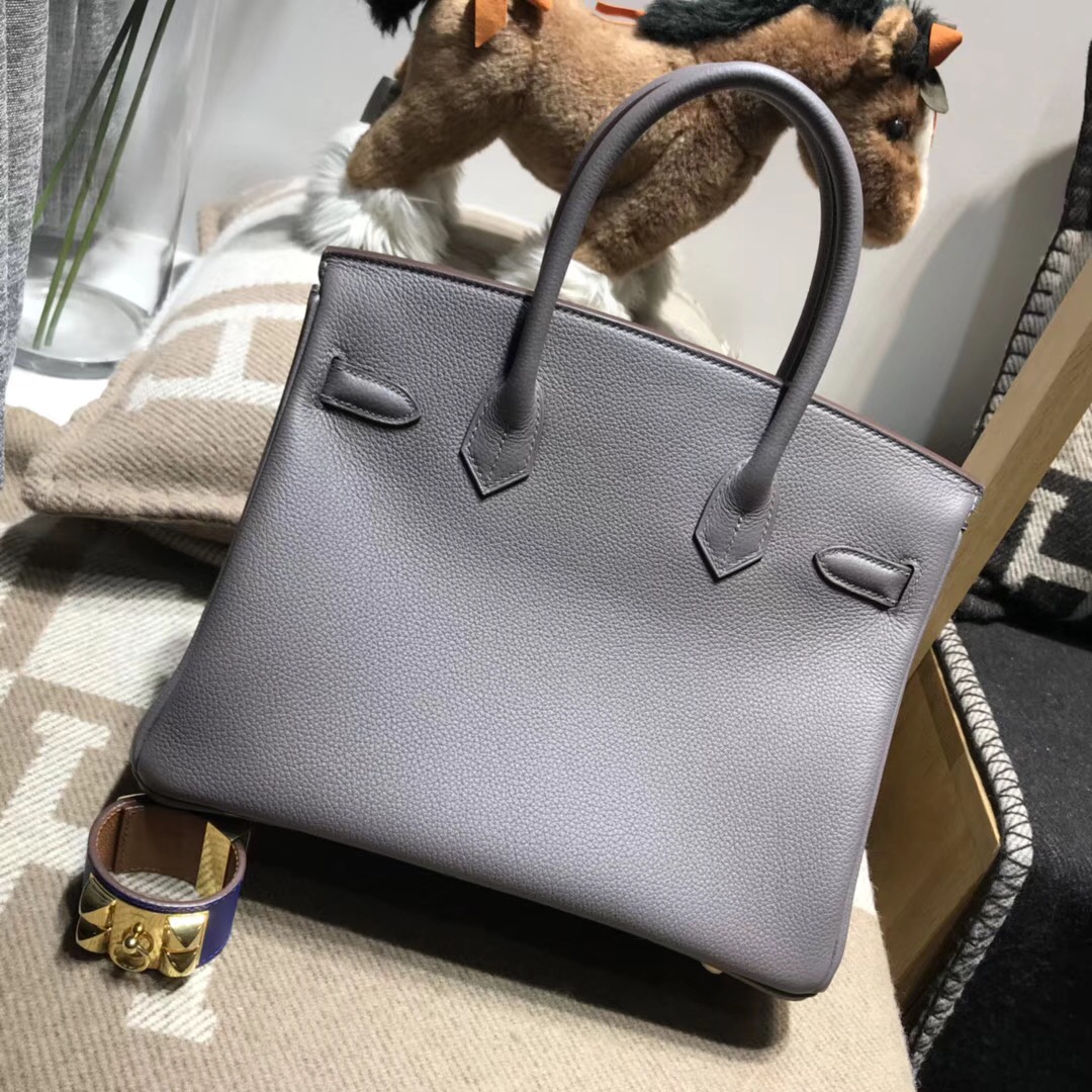 Hermes鉑金包Birkin togo 30CM 8F Etain 錫器灰 金扣金屬