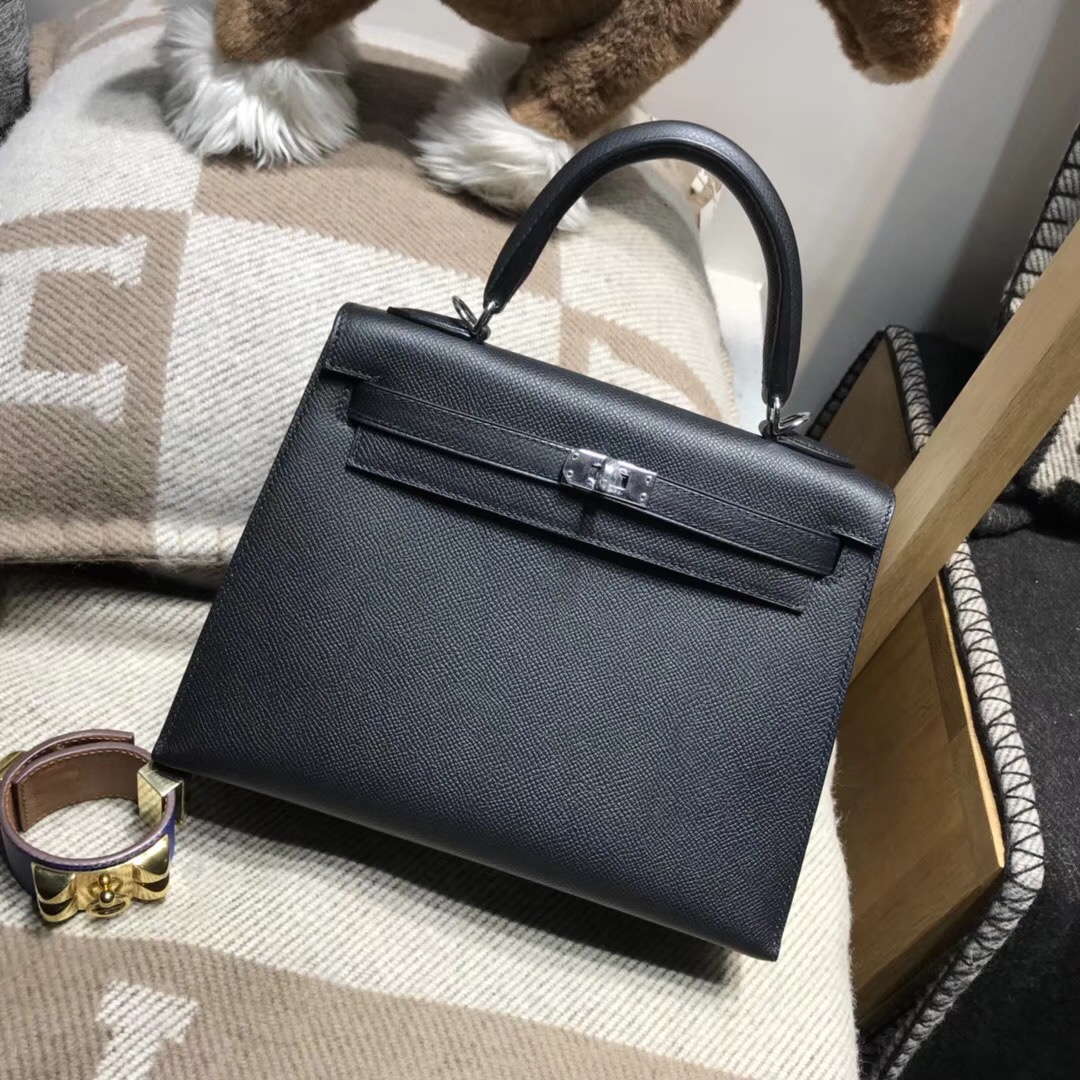 Hermes Kelly 25cm Epsom Nior CK89 經典百搭黑色银扣