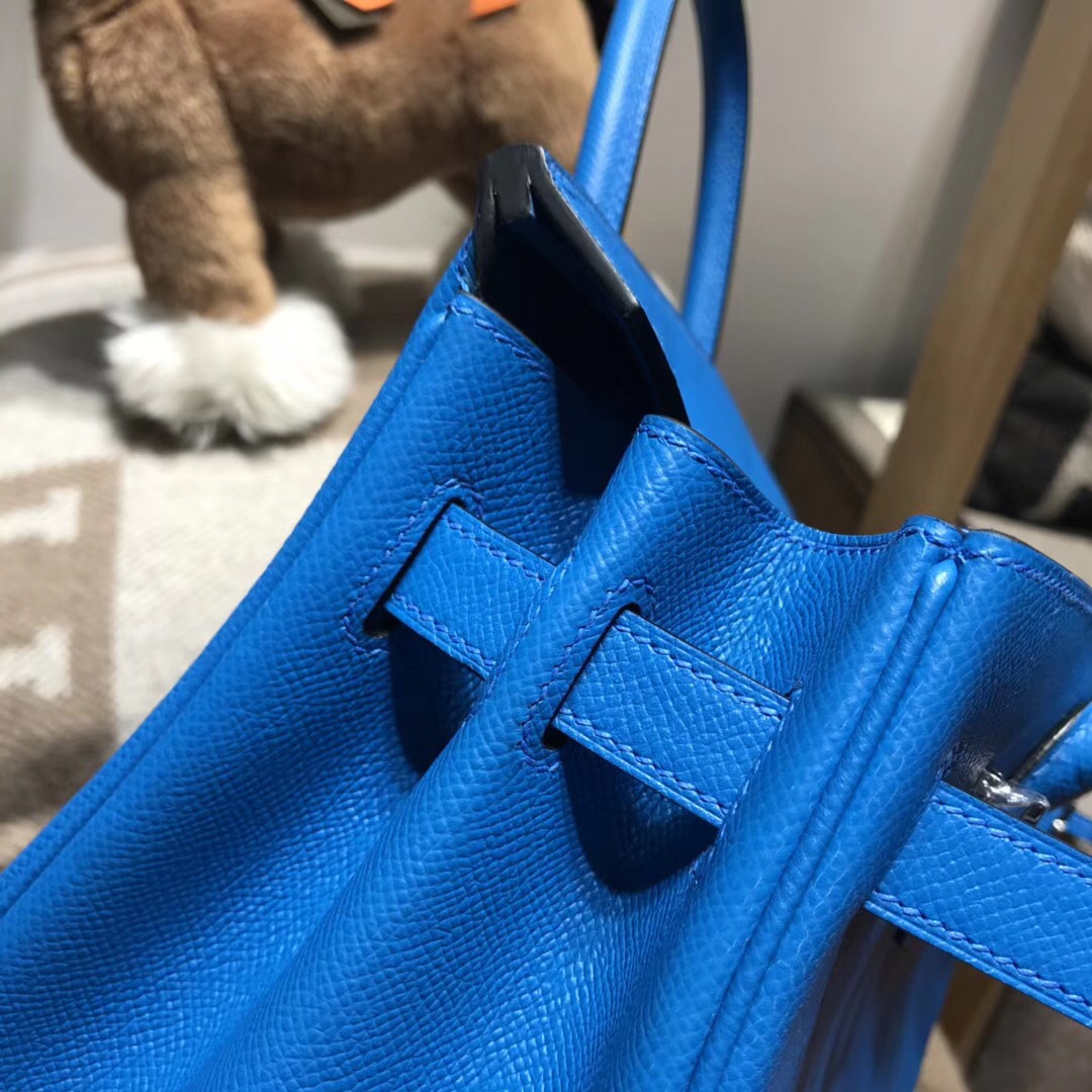 Hermes Brikin Epsom 30cm B3 Blue Zanzibar坦桑尼亞藍 银扣金屬