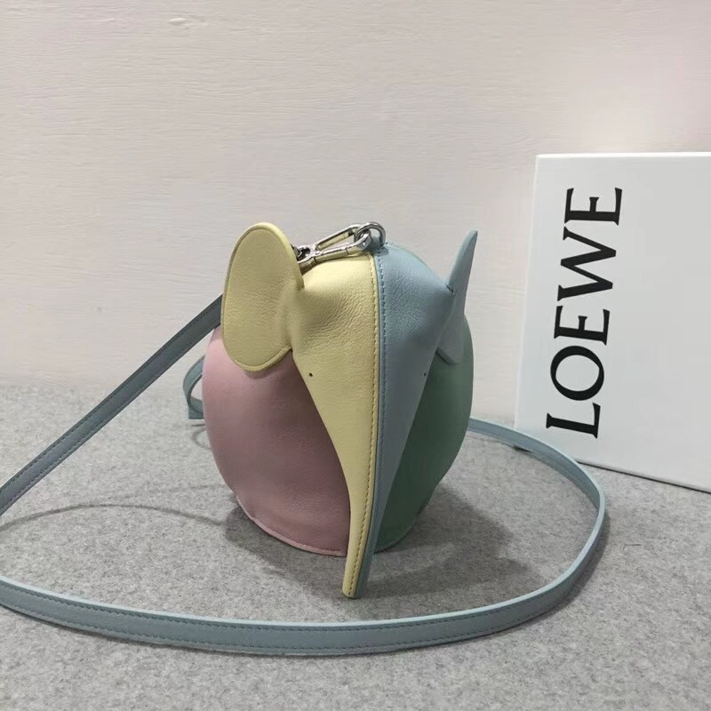 loewe Elephant Rainbow Mini Bag Multicolor 彩色拼色牛皮大象包