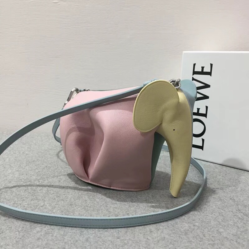 loewe Elephant Rainbow Mini Bag Multicolor 彩色拼色牛皮大象包