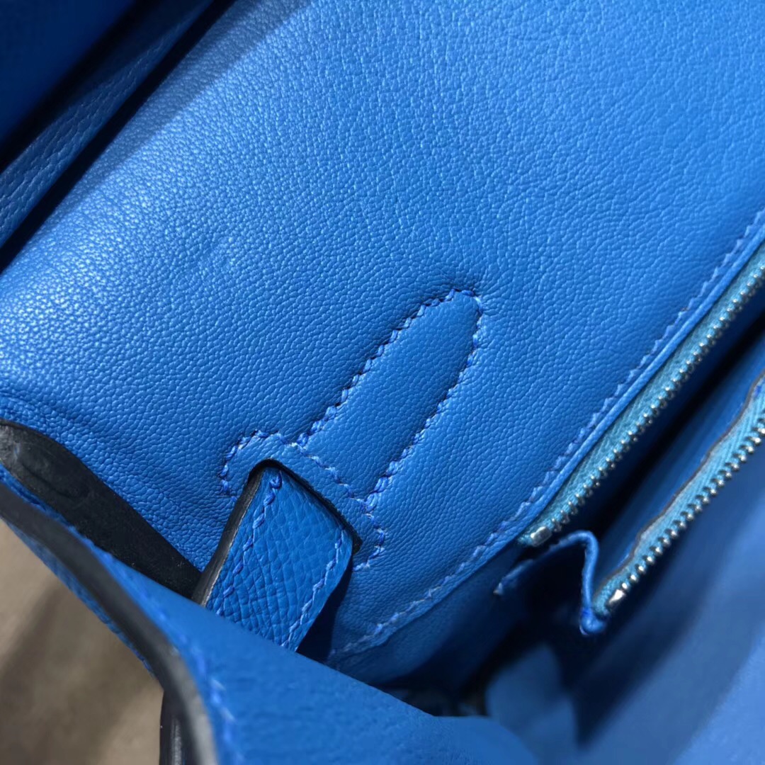 Hermes Brikin Epsom 30cm B3 Blue Zanzibar坦桑尼亞藍 银扣金屬