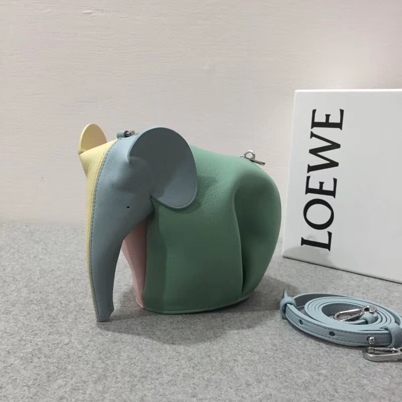 loewe Elephant Rainbow Mini Bag Multicolor 彩色拼色牛皮大象包