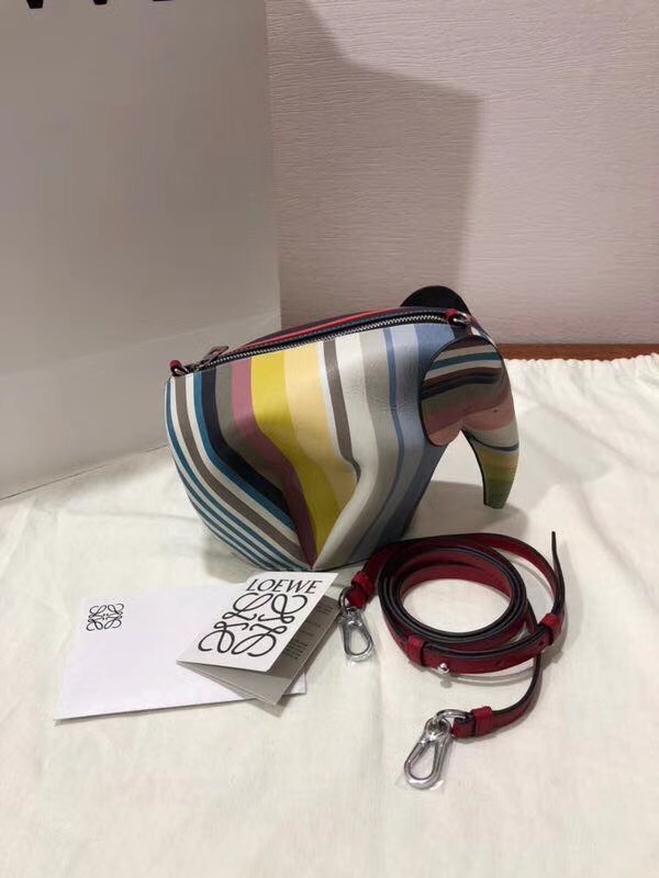 Loewe Elephant Stripes Mini Bag Multicolor 彩色條紋大象迷妳手袋