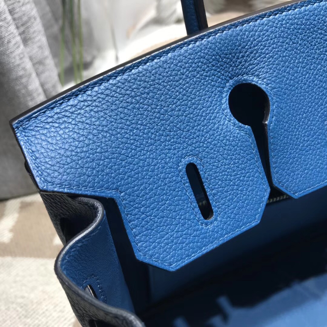 Hermes鉑金包Birkin Togo小牛皮30cm s7加利西亞藍 blue de galice金扣金屬