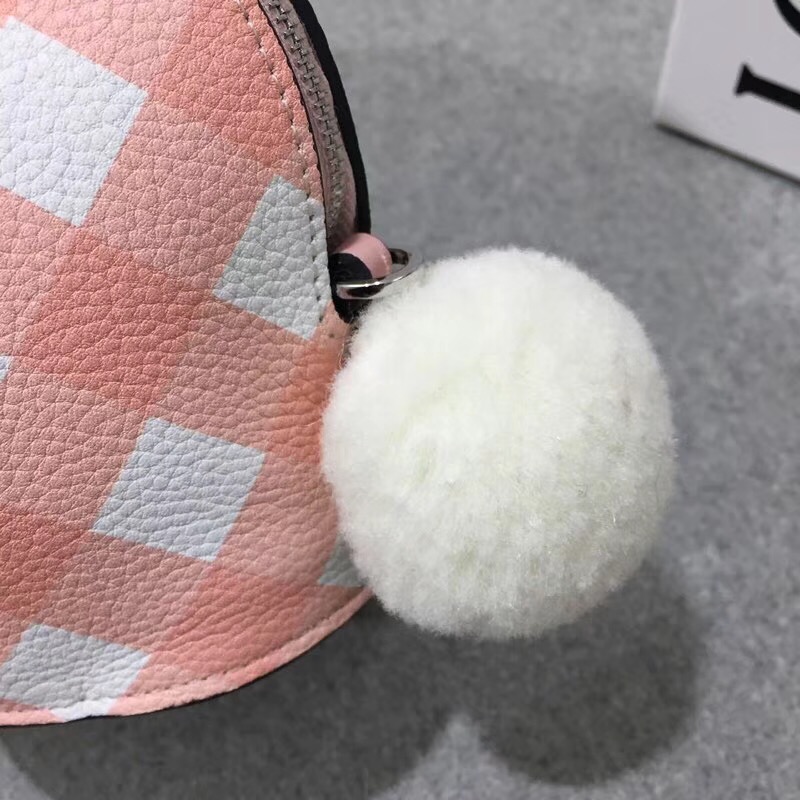 Loewe 兔子形狀迷妳包小格紋 Bunny Gingham Mini Bag Salmon