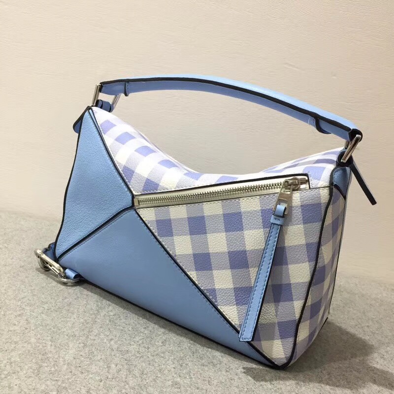 羅意威loewe Puzzle Gingham Bag 月光藍 Soft Grained Calf/Classic Ca