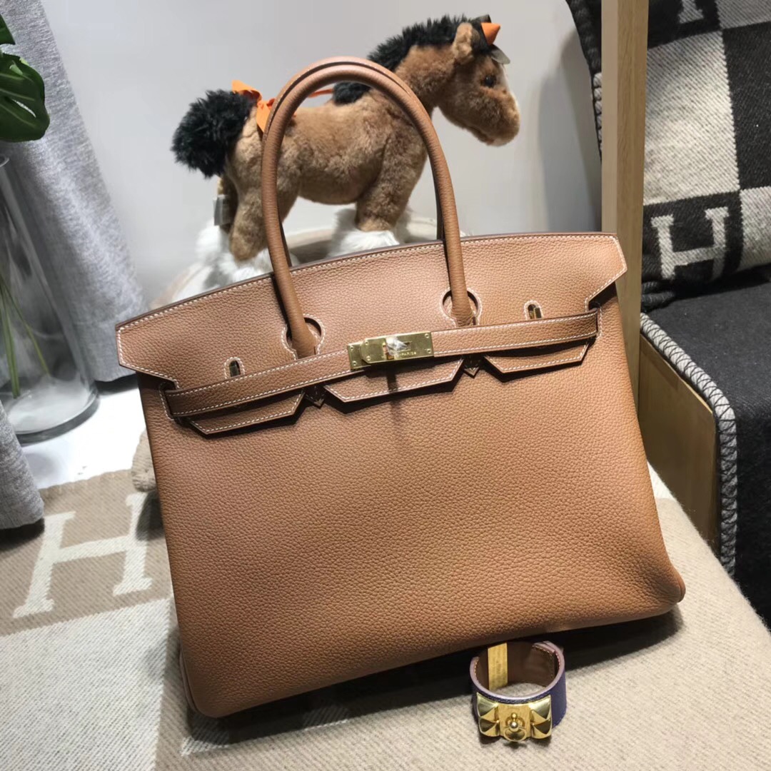 Hermes鉑金包Birkin 35cm Togo CK37 Gold 金棕色 金扣A刻歐美人氣色