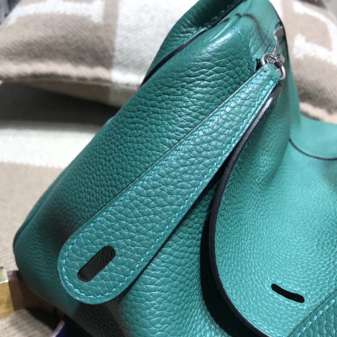Hermes Lindy bag 30cm taurillon clemence z6孔雀綠malachite银扣金屬