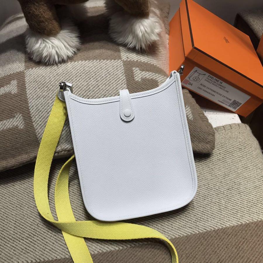 愛馬仕Hermes Eveylne Mini Epsom 純白色CK01 Blanc 小雞黃肩帶