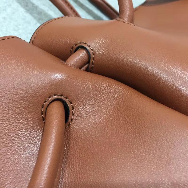 loewe 天然牛皮Flamenco Knot Tote Small Bag Rust Color