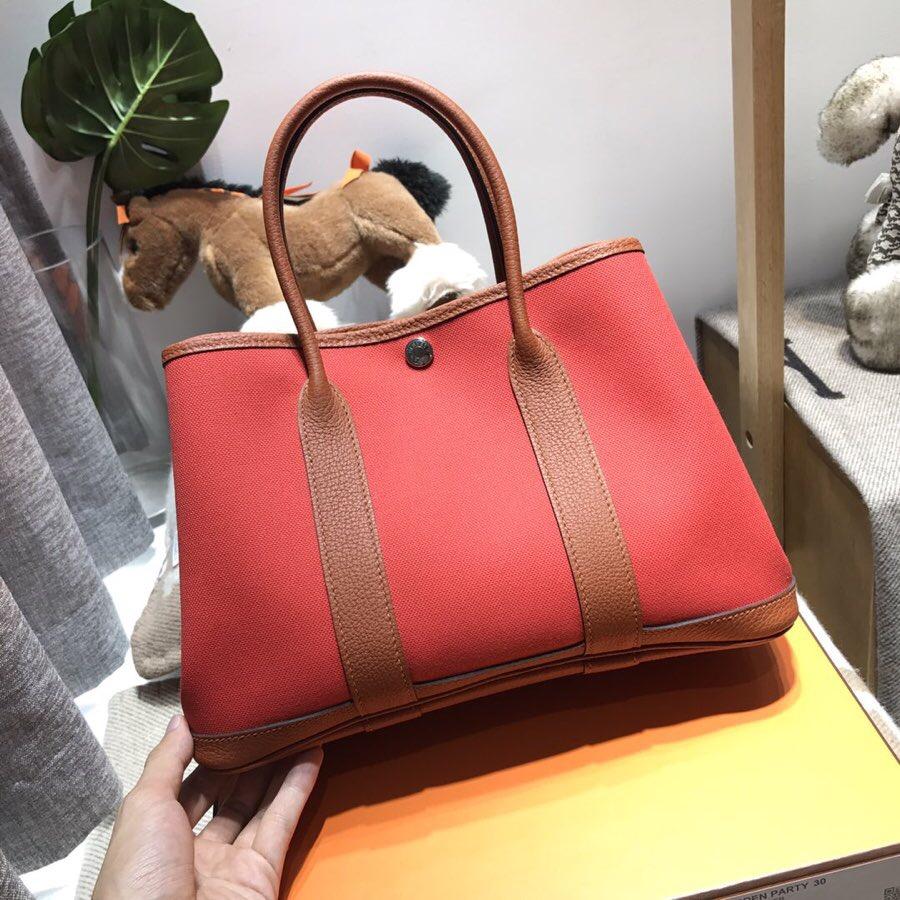 Hermes Garden Party 30 bag 空中花园包帆布搭配negonda 金棕色