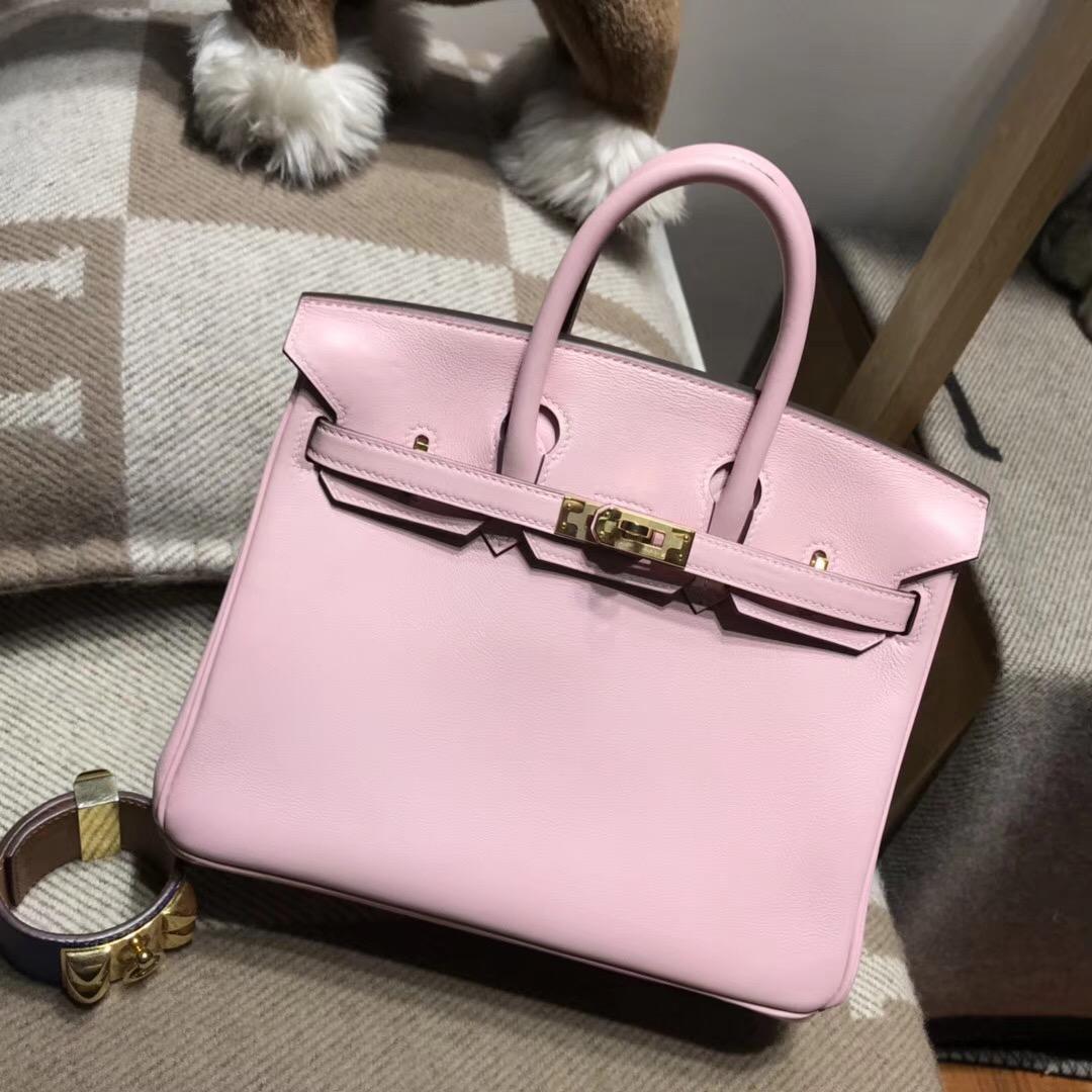 愛馬仕Hermes Birkin 25 Bag Swift calfskin小牛皮 3Q新樱花粉 Rose sakura 金扣