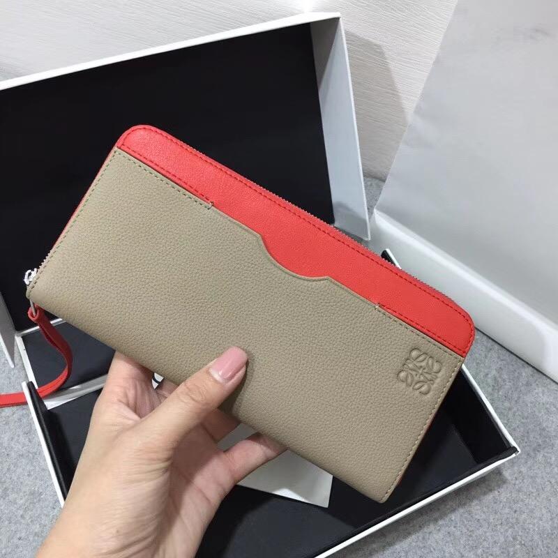 羅意威錢包 loewe Zip Around Wallet Sand/Red 長款拉鏈錢包