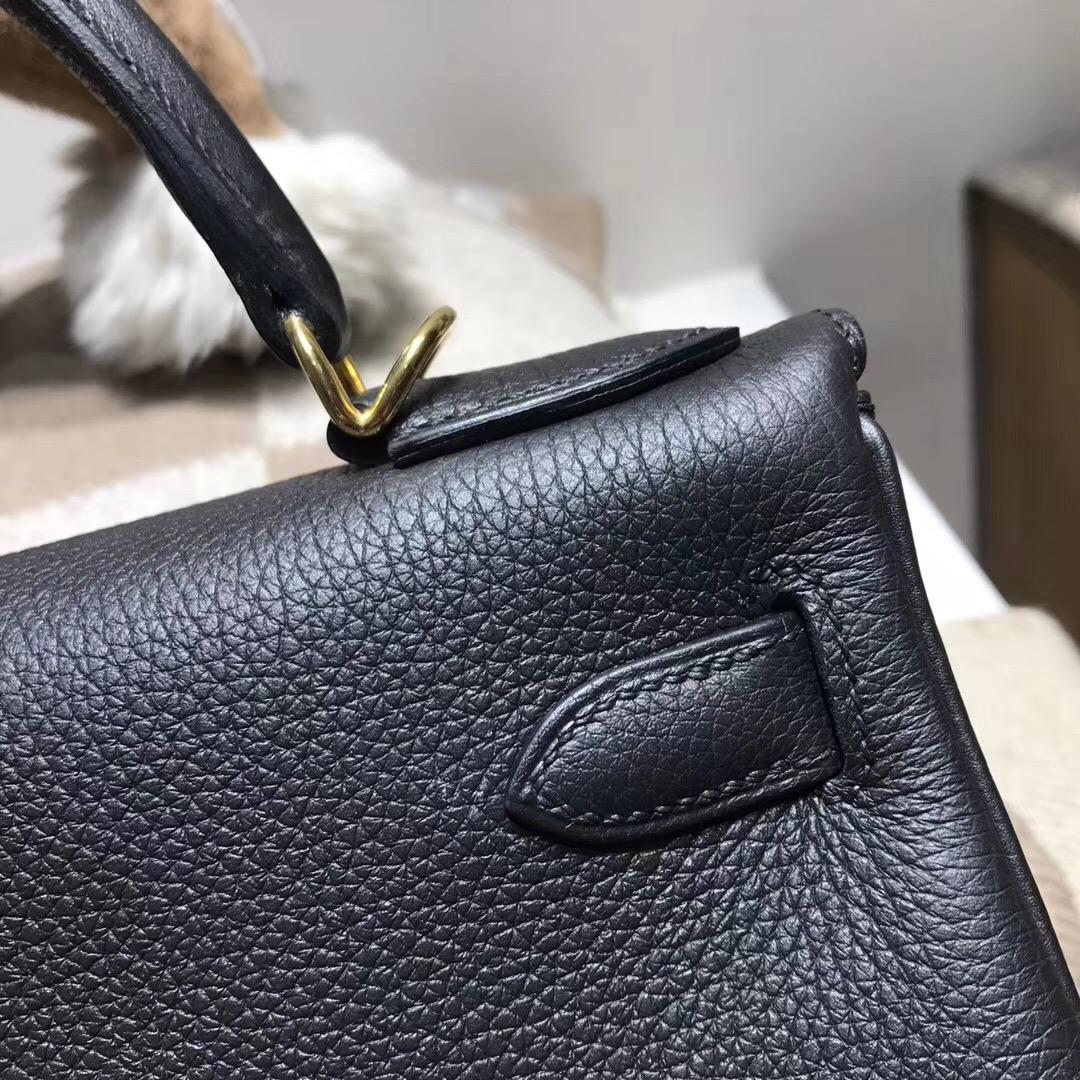 愛馬仕凱莉包Hermes Kelly 28cm Togo Nior CK89 經典百搭黑色金扣