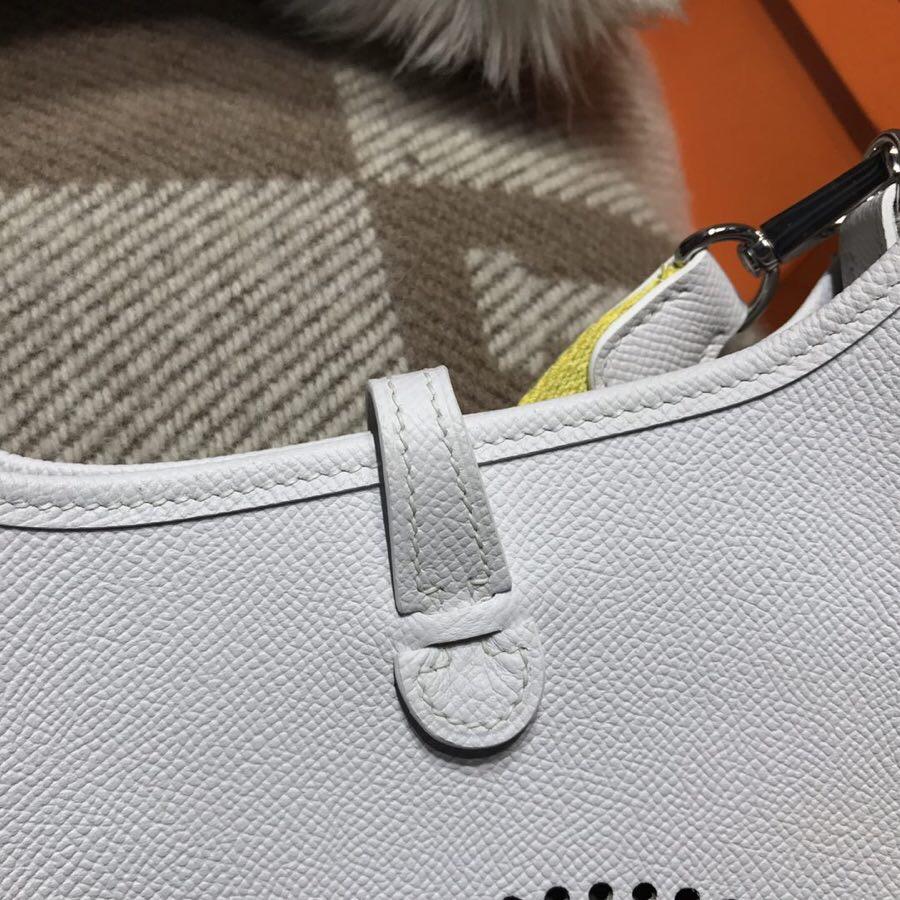 愛馬仕Hermes Eveylne Mini Epsom 純白色CK01 Blanc 小雞黃肩帶