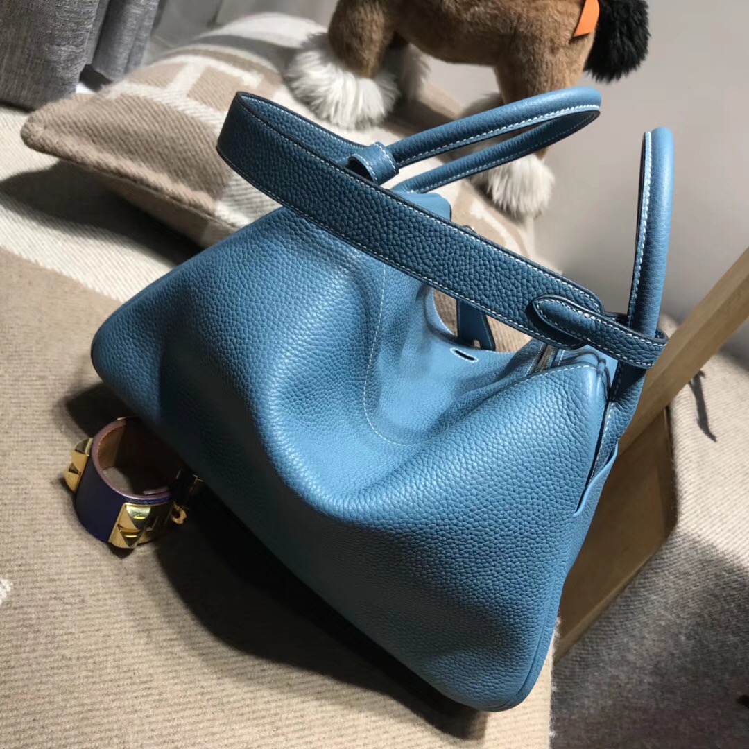 Hermes Lindy bag 30 togo小牛皮 CK75 Blue Jean 牛仔蓝 银扣金屬