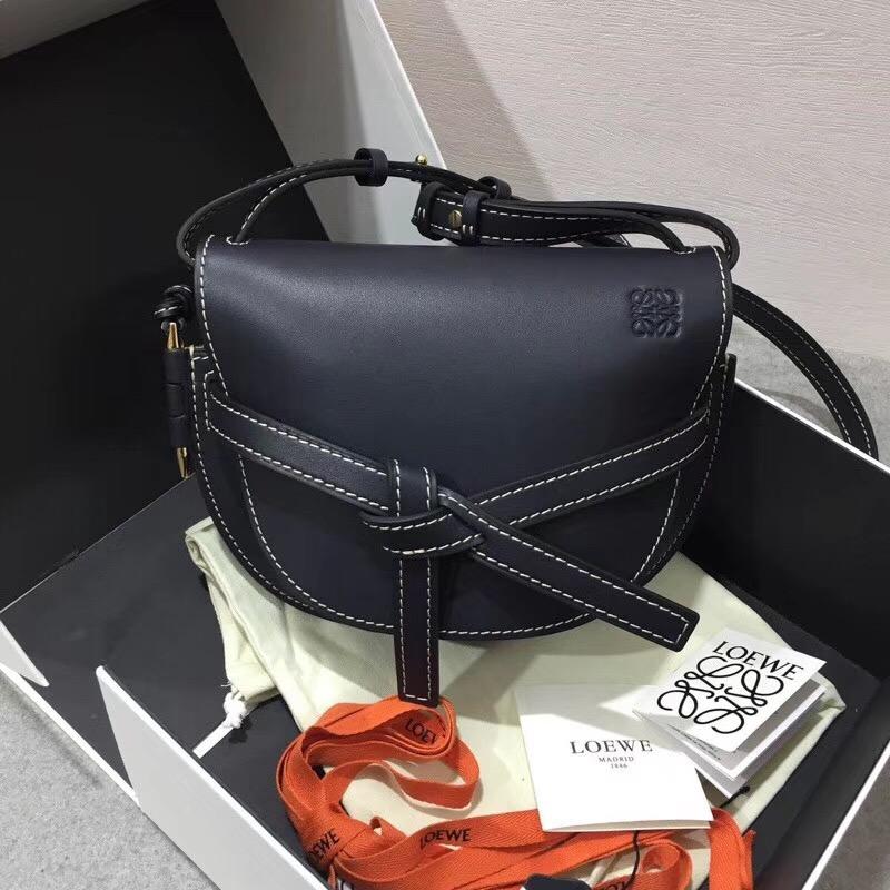 loewe Gate Small Bag Midnight Blue柔软天然牛皮馬鞍包