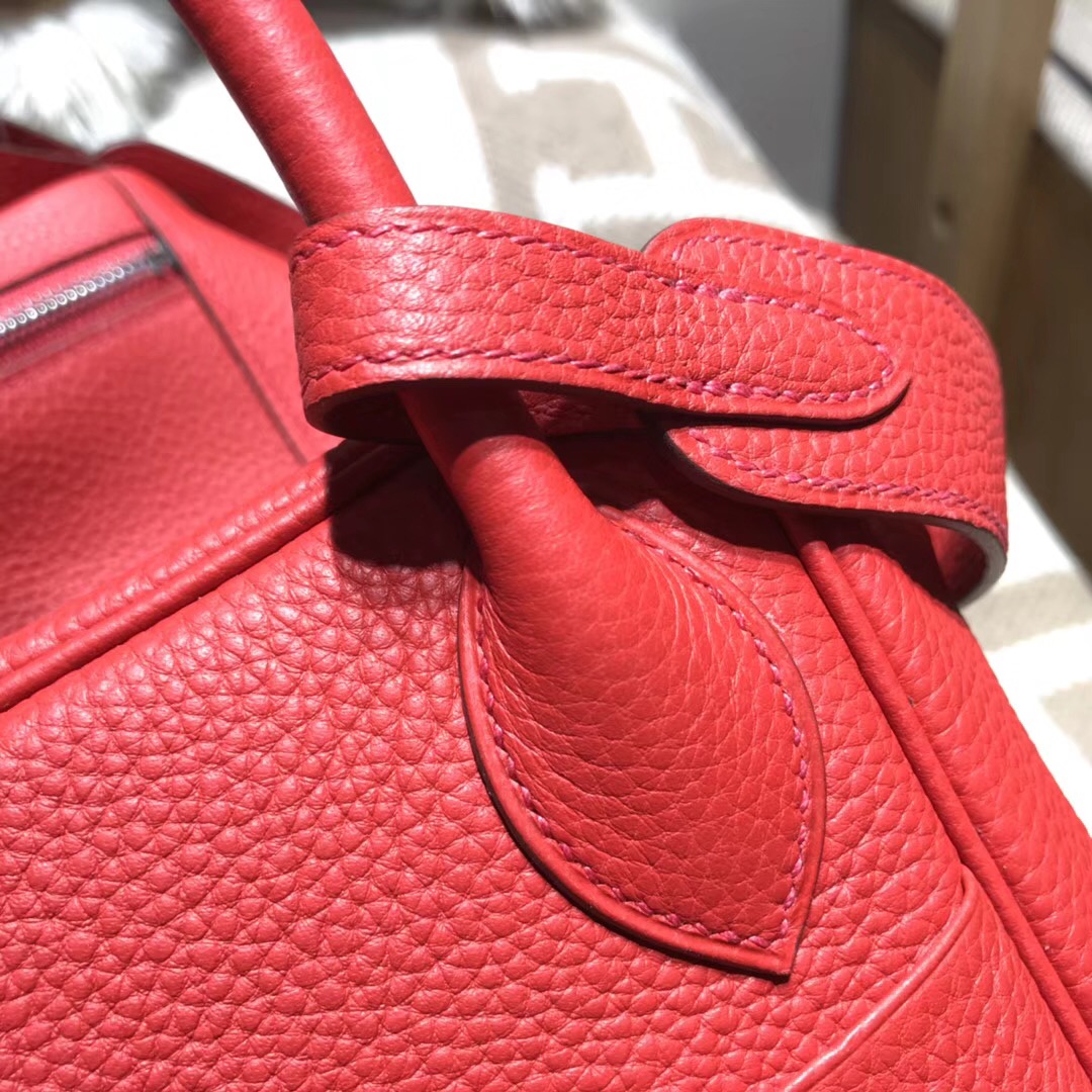 Hermes Lindy bag 30cm TC大牛皮s5番茄紅rouge tomate 银扣金屬