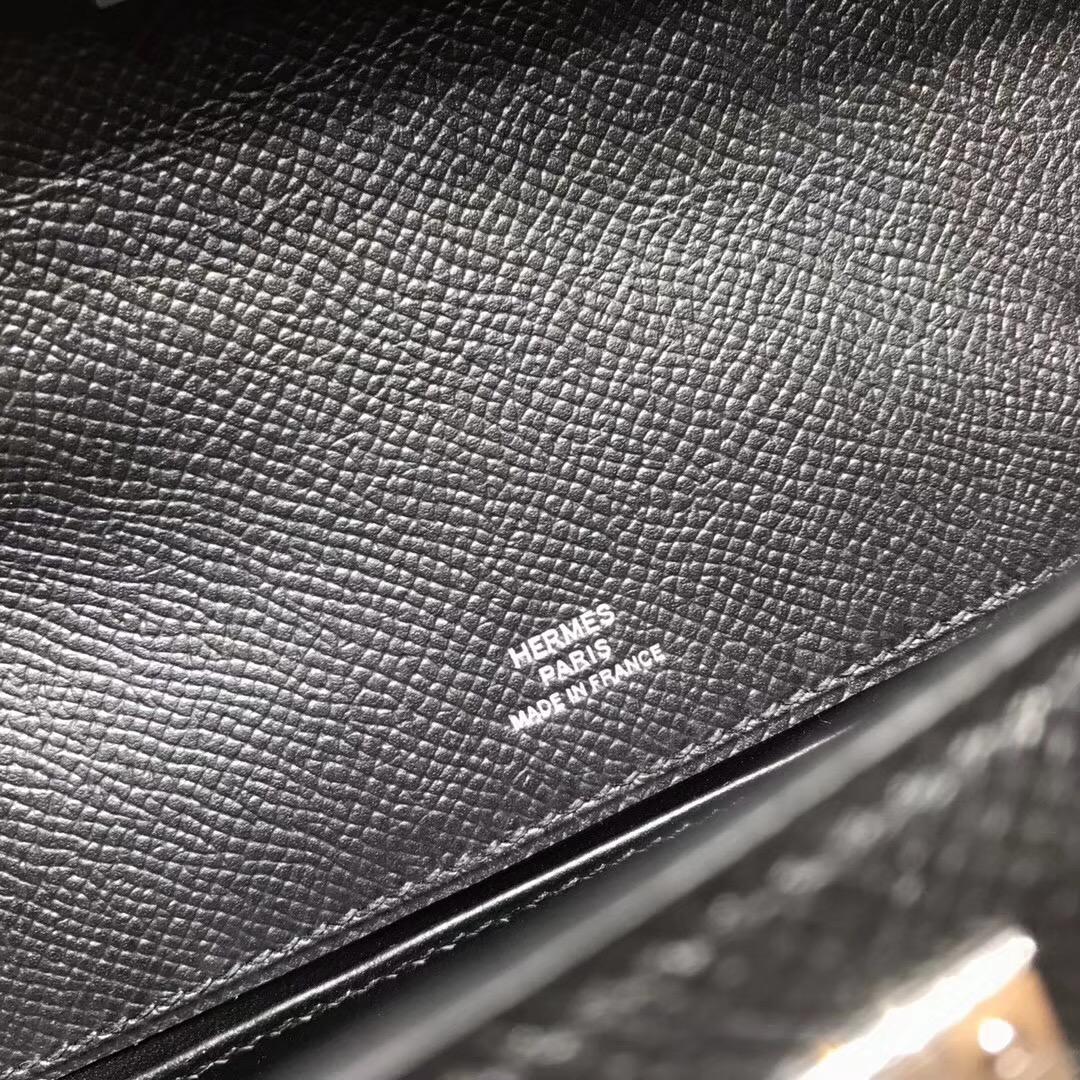 愛馬仕Hermes Mini kelly Epsom CK89 Nior 宴會首選 黑色銀扣