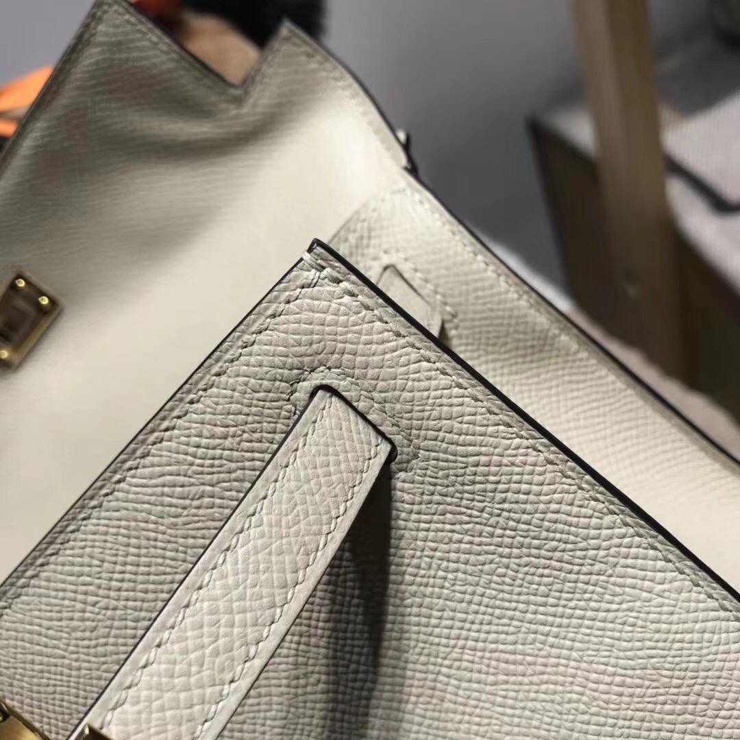 愛馬仕Hermes mini kelly epsom S2 Trench風衣灰 超級氣質百搭顏色 金扣