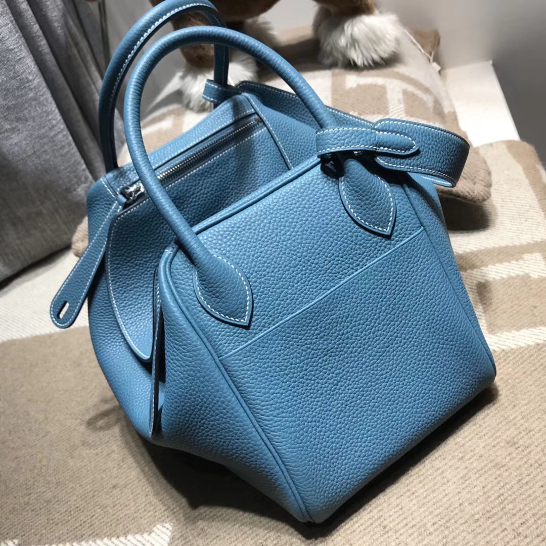 Hermes Lindy bag 30 togo小牛皮 CK75 Blue Jean 牛仔蓝 银扣金屬