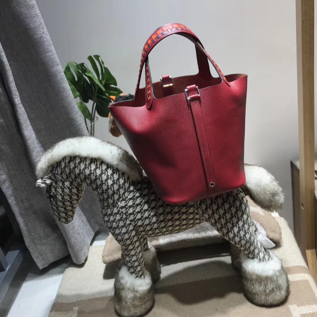 Hermes K1 Rouge Grenat石榴红Epsom Picotin Lock菜籃子編織手柄-Qatar Kuwait Hermes  Birkin Kelly Lindy bag