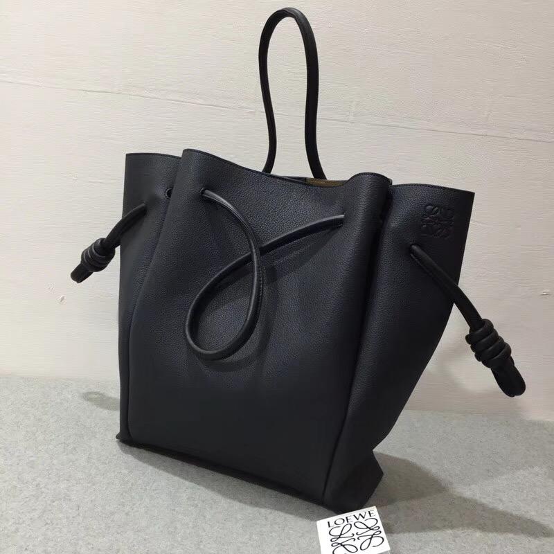 loewe Flamenco Knot Tote Small Bag 柔軟天然牛皮黑蓝色