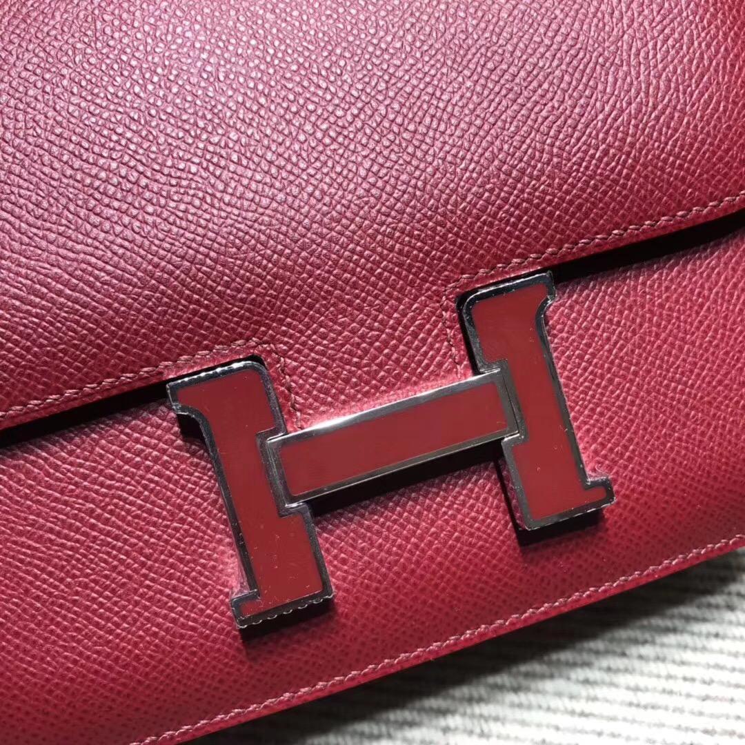 Hermes最難買的包袋Constance 18 epsom K1 Rouge Grenat石榴红 珐琅扣银扣