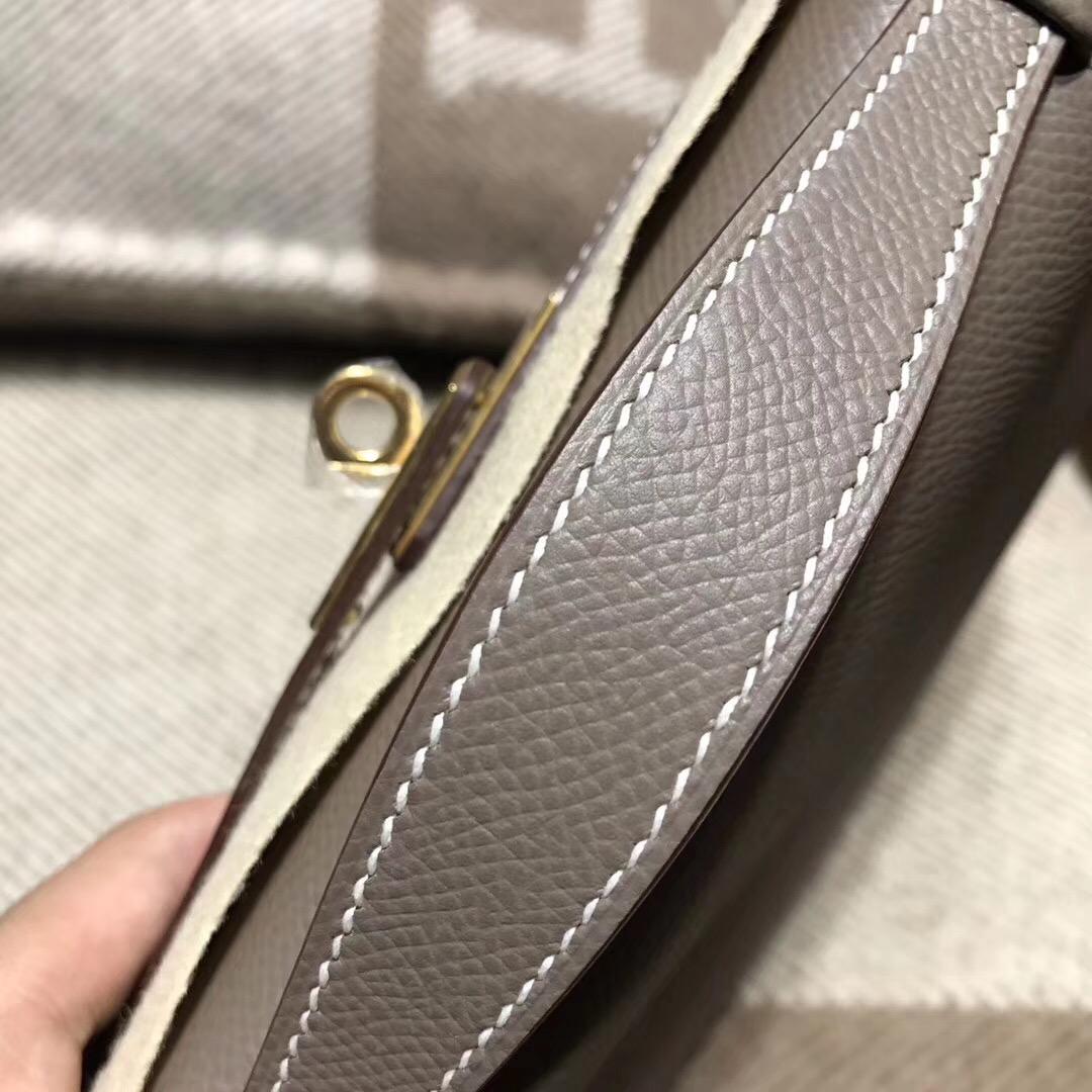 愛馬仕Hermes Mini kelly epsom CK18 Etoupe 大象灰金扣