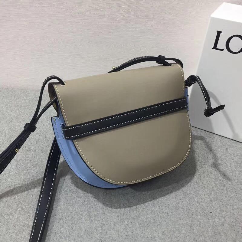 loewe Gate Small Bag Light Grey/Soft Blue/Blue柔软牛皮 馬鞍包