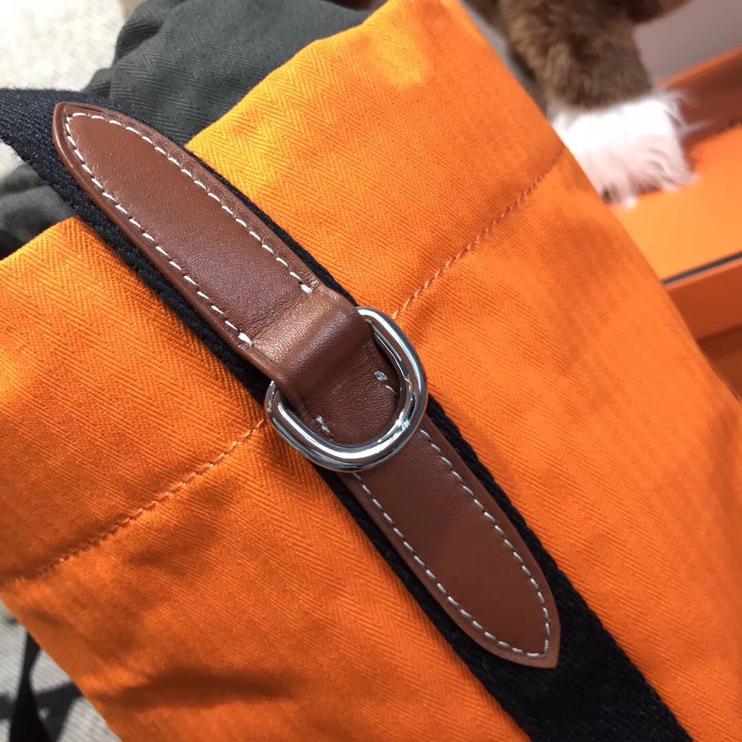 愛馬仕Hermes sac de pansage CK93 Orange經典橙色帆布水桶包