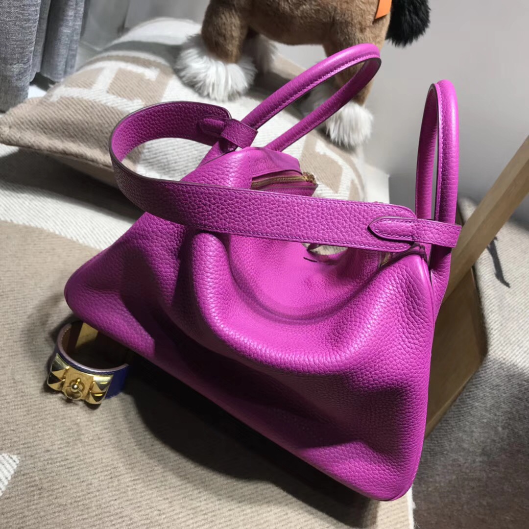 Hermes Lindy bag 30cm Togo L3玫瑰紫 18年最新顏色 原廠GHW金扣金屬