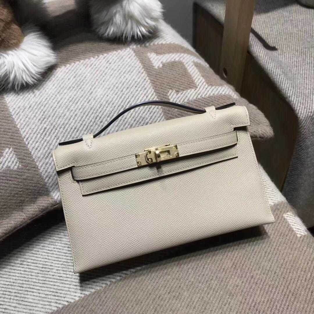 愛馬仕Hermes mini kelly epsom S2 Trench風衣灰 超級氣質百搭顏色 金扣