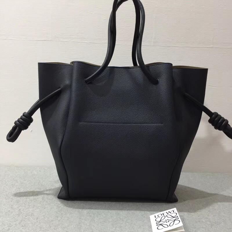 loewe Flamenco Knot Tote Small Bag 柔軟天然牛皮黑蓝色