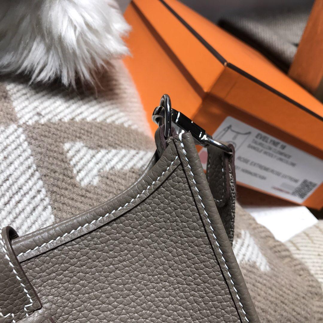 Hermes Eveylne Mini taurillon Clemence TC大牛 CK18 Etoupe大象灰