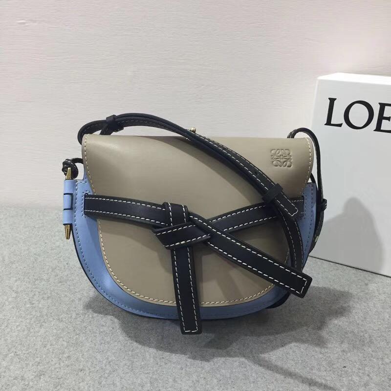 loewe Gate Small Bag Light Grey/Soft Blue/Blue柔软牛皮 馬鞍包