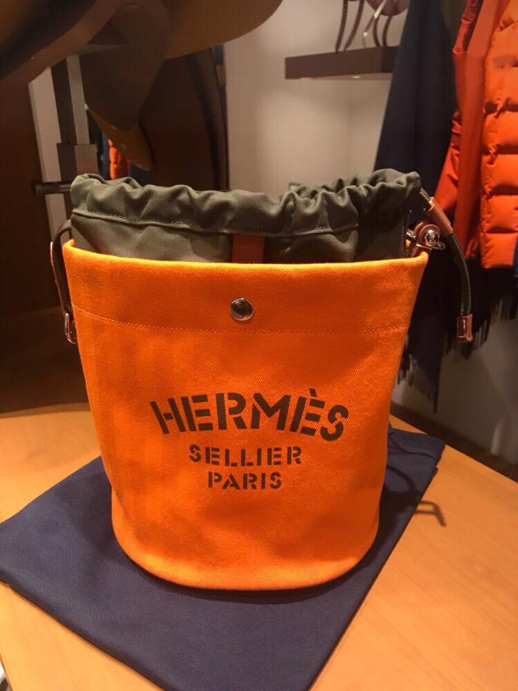 愛馬仕Hermes sac de pansage CK93 Orange經典橙色帆布水桶包