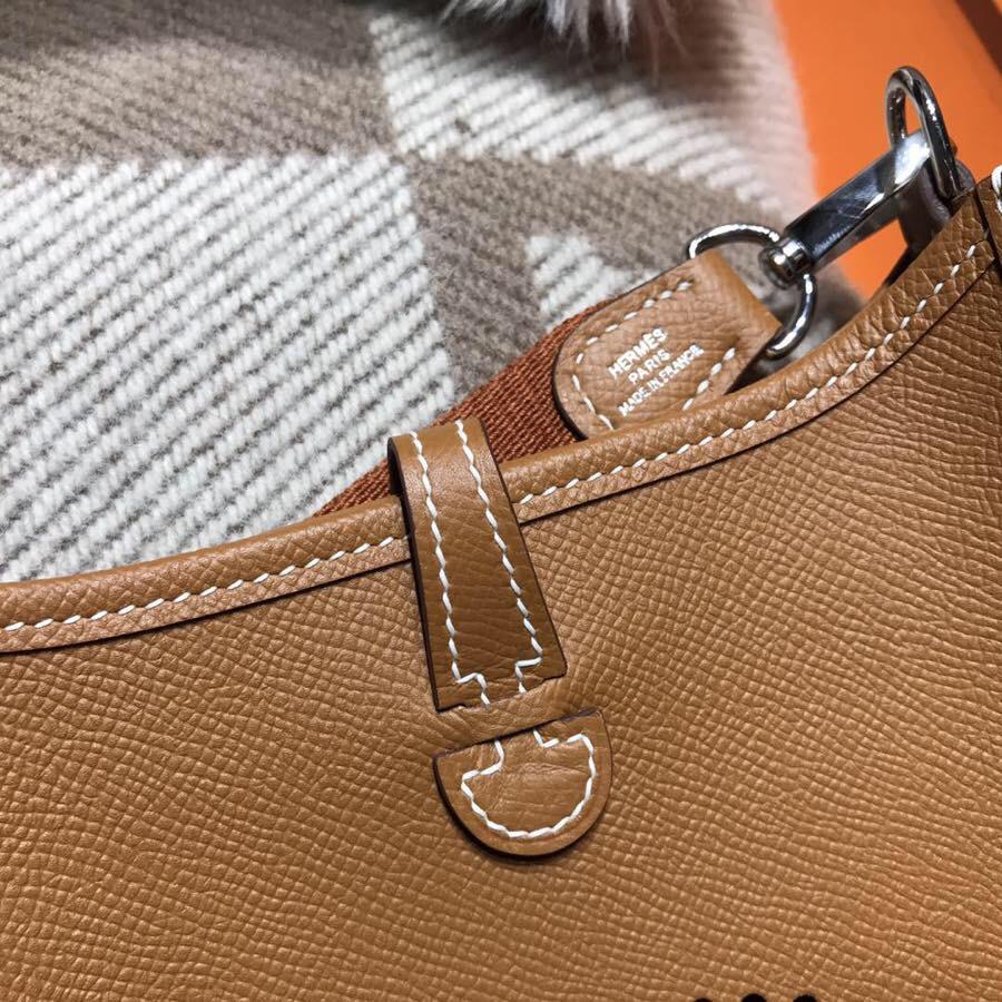 愛馬仕伊芙琳 Hermes Eveylne Mini Epsom CK37 Glod 金棕色銀扣