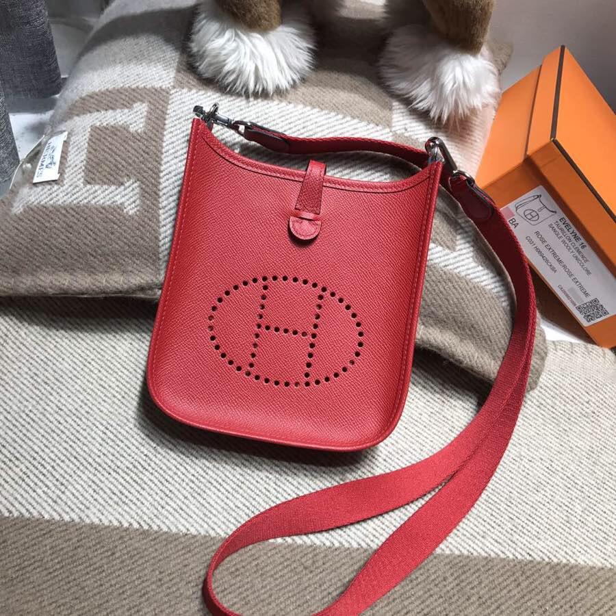 Hermes Eveylne Mini Epsom Q5 Rouge Cossacks 國旗紅銀扣