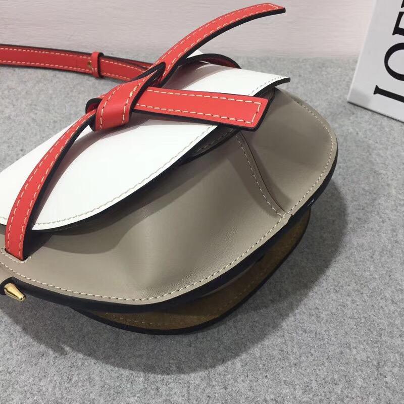 loewe Gate Small Bag Soft White/Light Grey/Red