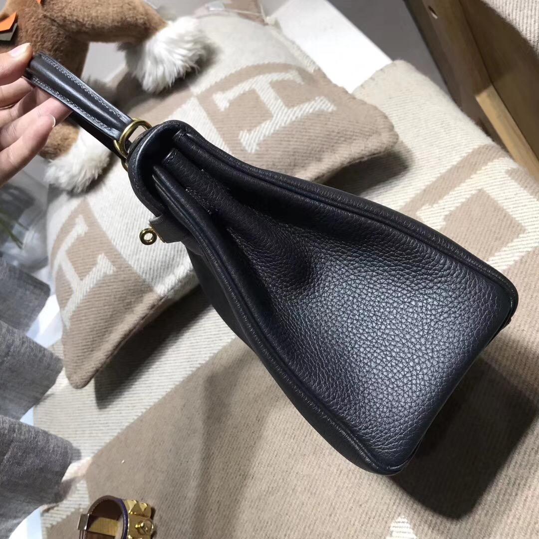 愛馬仕凱莉包Hermes Kelly 28cm Togo Nior CK89 經典百搭黑色金扣