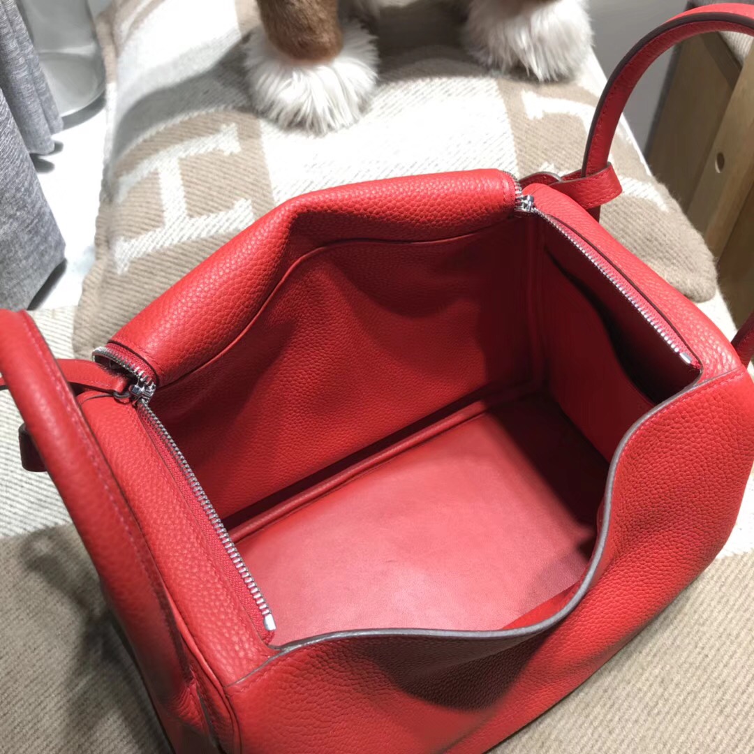 Hermes Lindy bag 30cm TC大牛皮s5番茄紅rouge tomate 银扣金屬