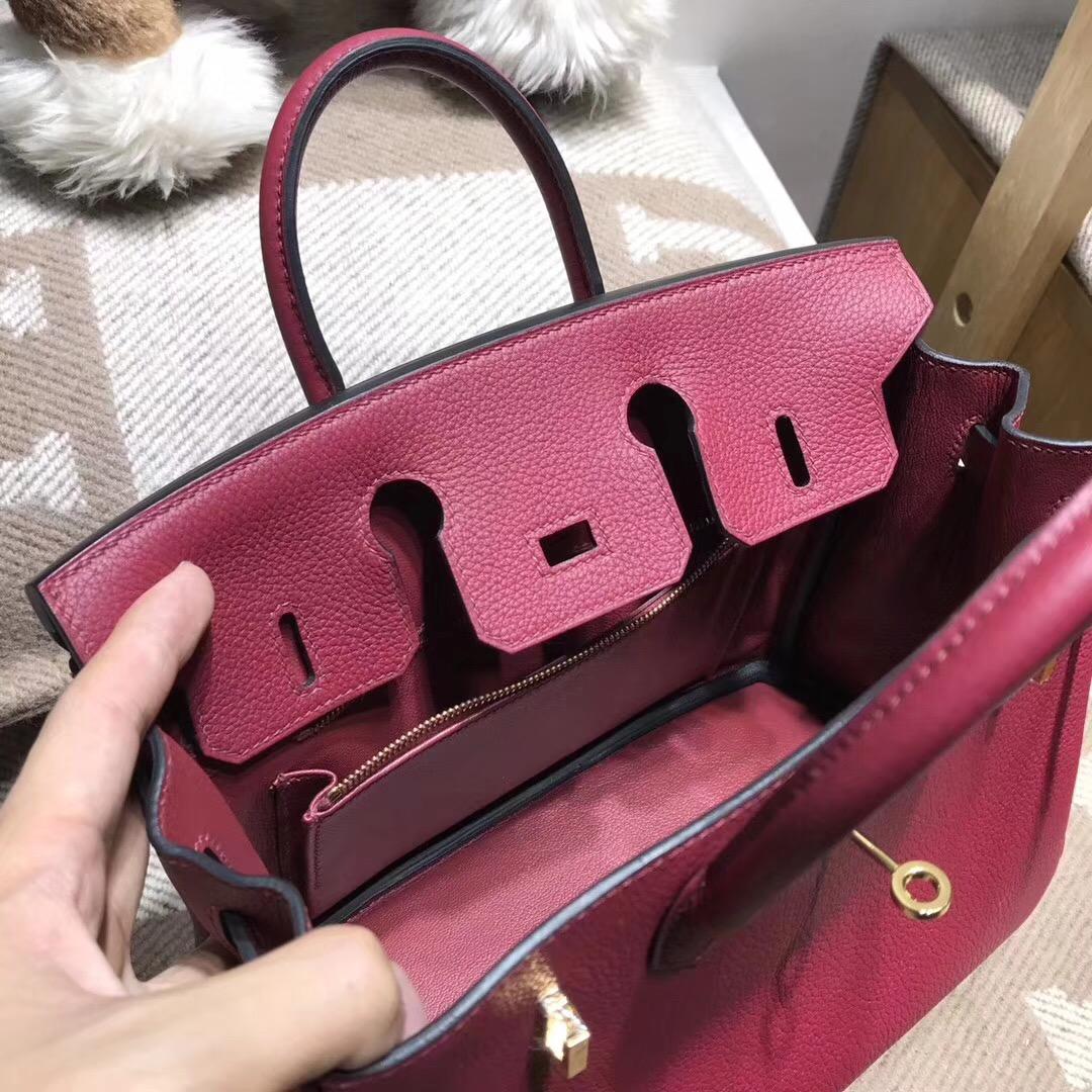 Hermes鉑金包birkin 25 Togo K1 Rouge Grenat 石榴紅金扣金屬