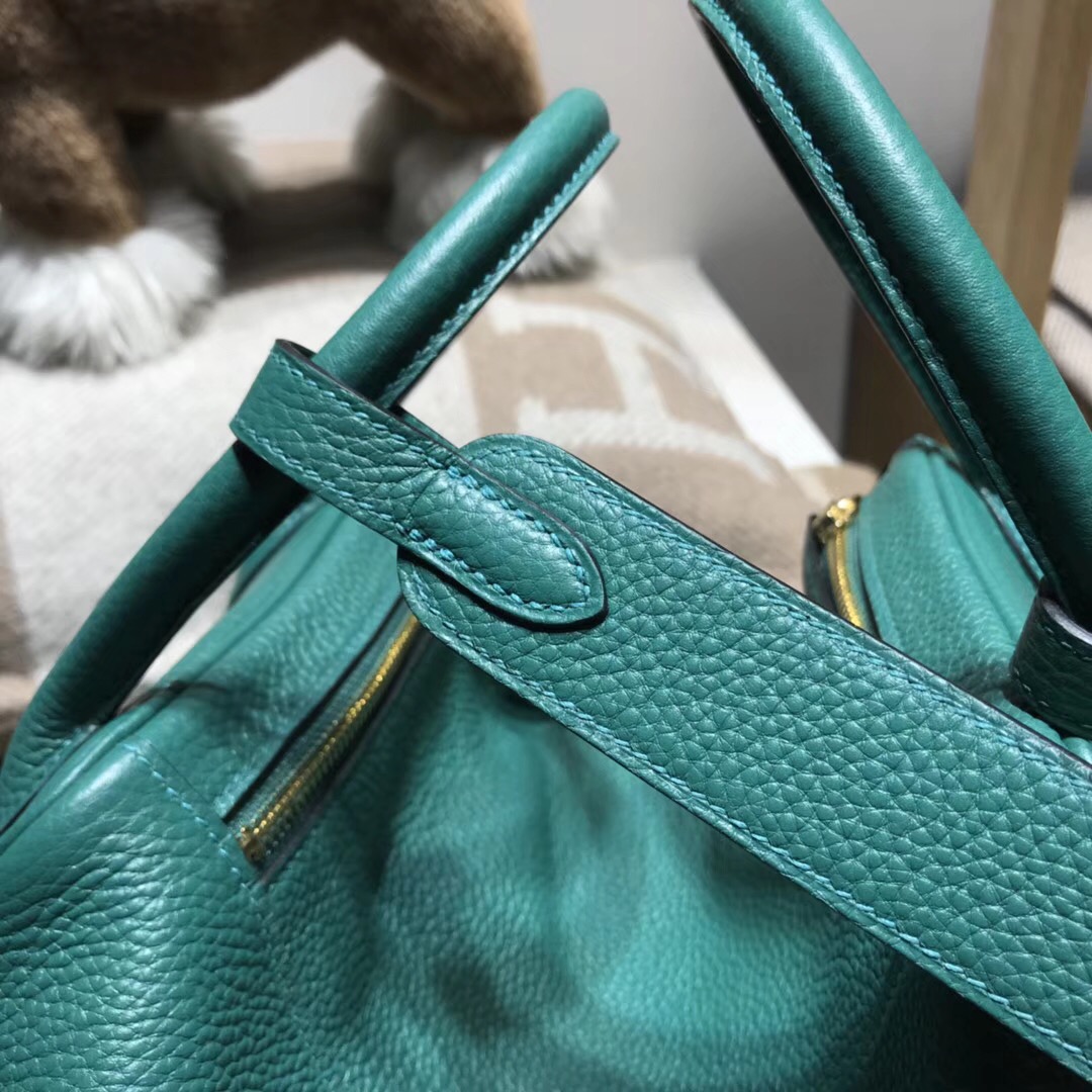 Hermes Lindy bag 30cm taurillon clemence z6孔雀綠malachite金扣金屬
