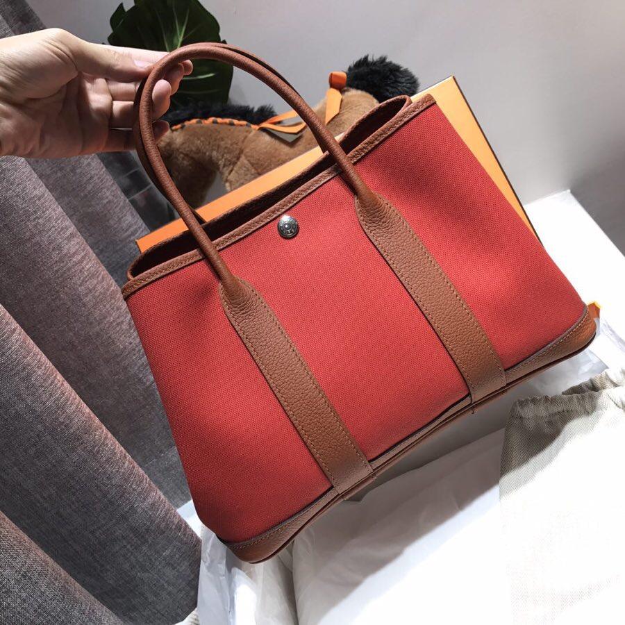 Hermes Garden Party 30 bag 空中花园包帆布搭配negonda 金棕色