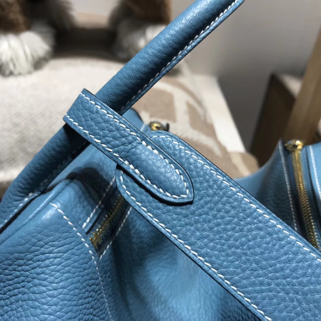 Hermes Lindy bag 30 togo小牛皮 CK75 Blue Jean 牛仔蓝 金扣金屬五金