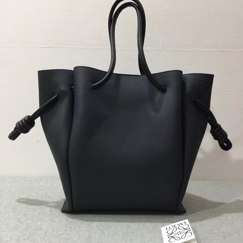 loewe Flamenco Knot Tote Small Bag 柔軟天然牛皮黑蓝色