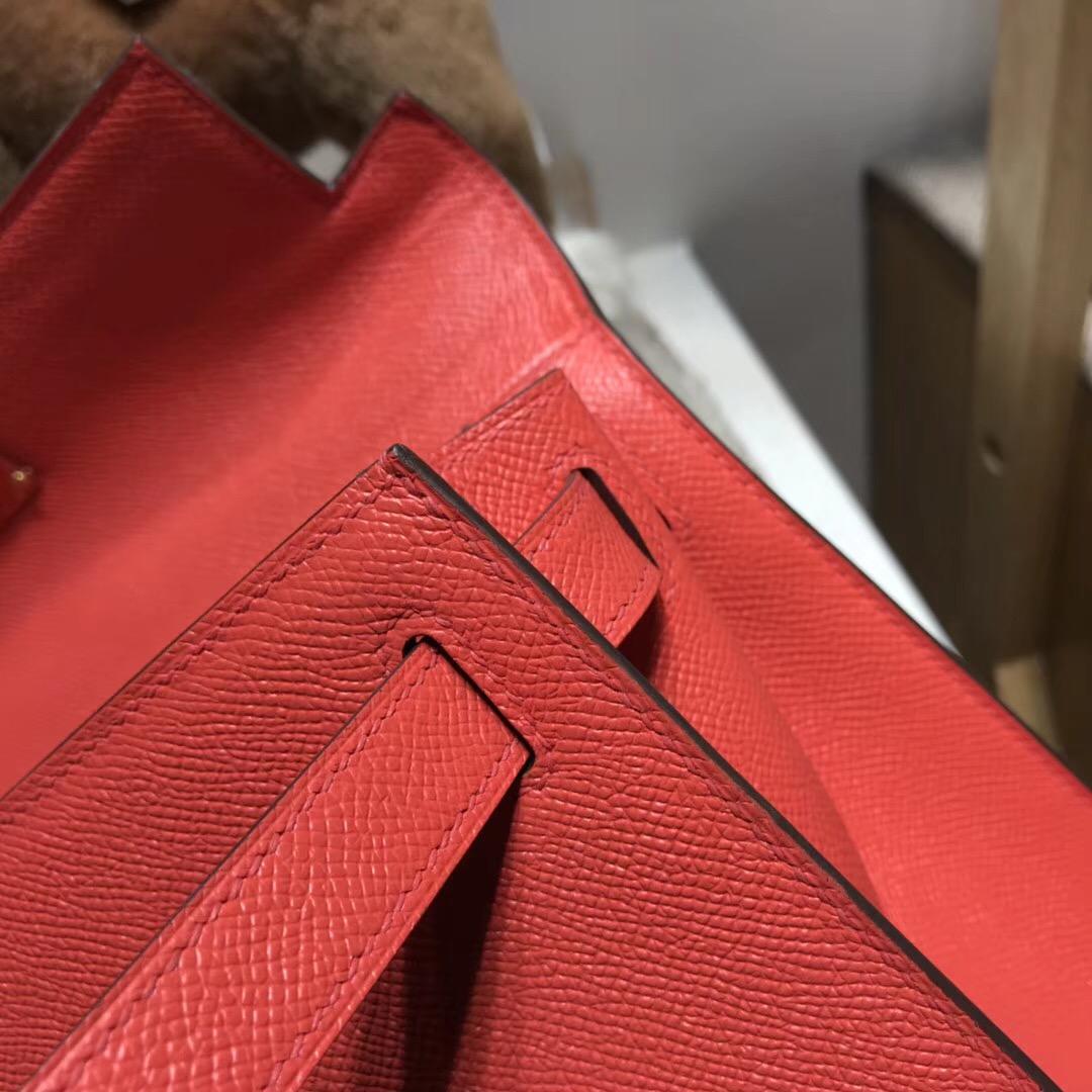 愛馬仕凱莉包Hermes Kelly 28cm Epsom 8V歡樂橘orange poppy金扣新橙色