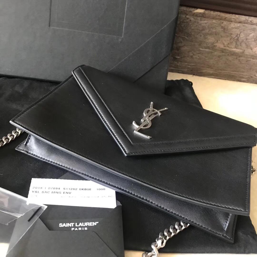 YSL LE SEPT黑色小牛皮真皮鏈條包 Mini bags Enveloppe